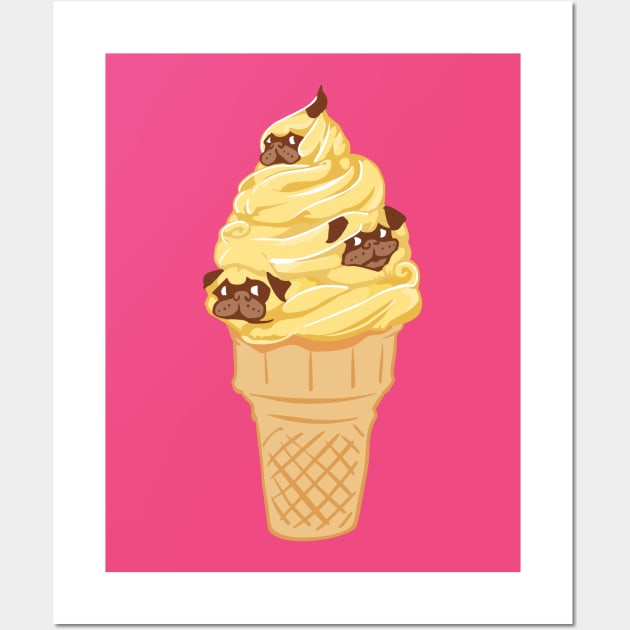 Ice Cream Cone Pugs Wall Art by huebucket